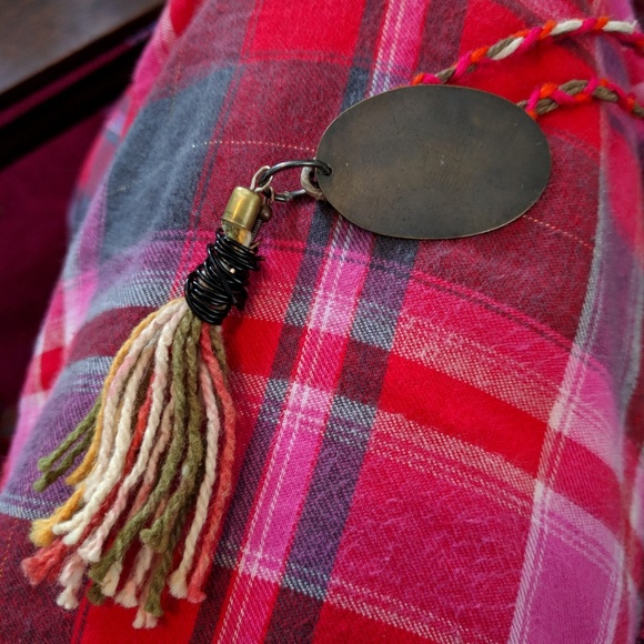 Tassel Copper Pendant Hemp Handmade Boho Necklace - Picture 5 of 5